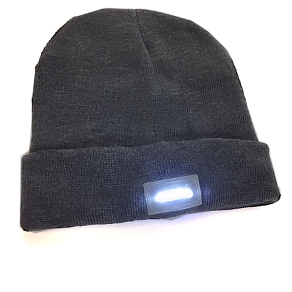 LED Gray Flashlight Knit Winter Beanie Hat - Picture 2 of 4
